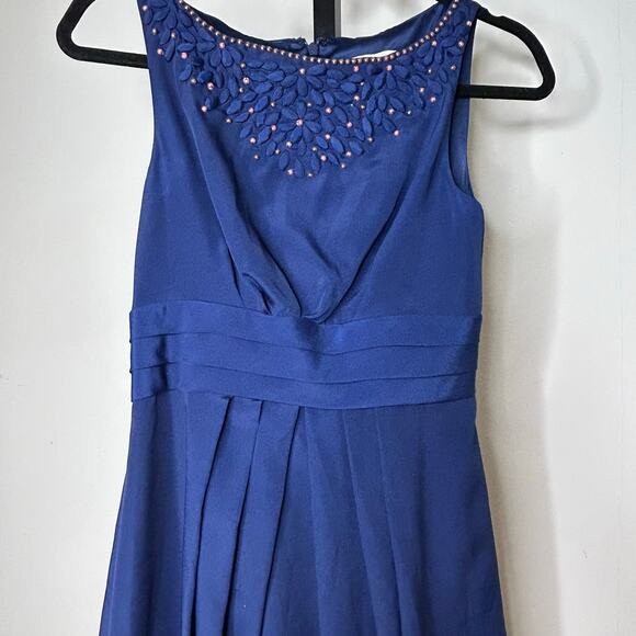 Jessica Simpson Beaded‎ Dress- size 4-ballon skirt hem, royal blue. Fabric beads - Picture 1 of 8
